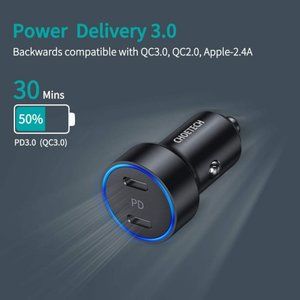 CHOETECH C0054 USB C CAR CHARGER 36W 2-PORT PD 3.0 TYPE C CAR CHARGER